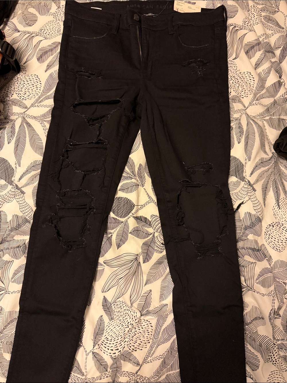 American Eagle Outfitters Black Distressed Jeggings